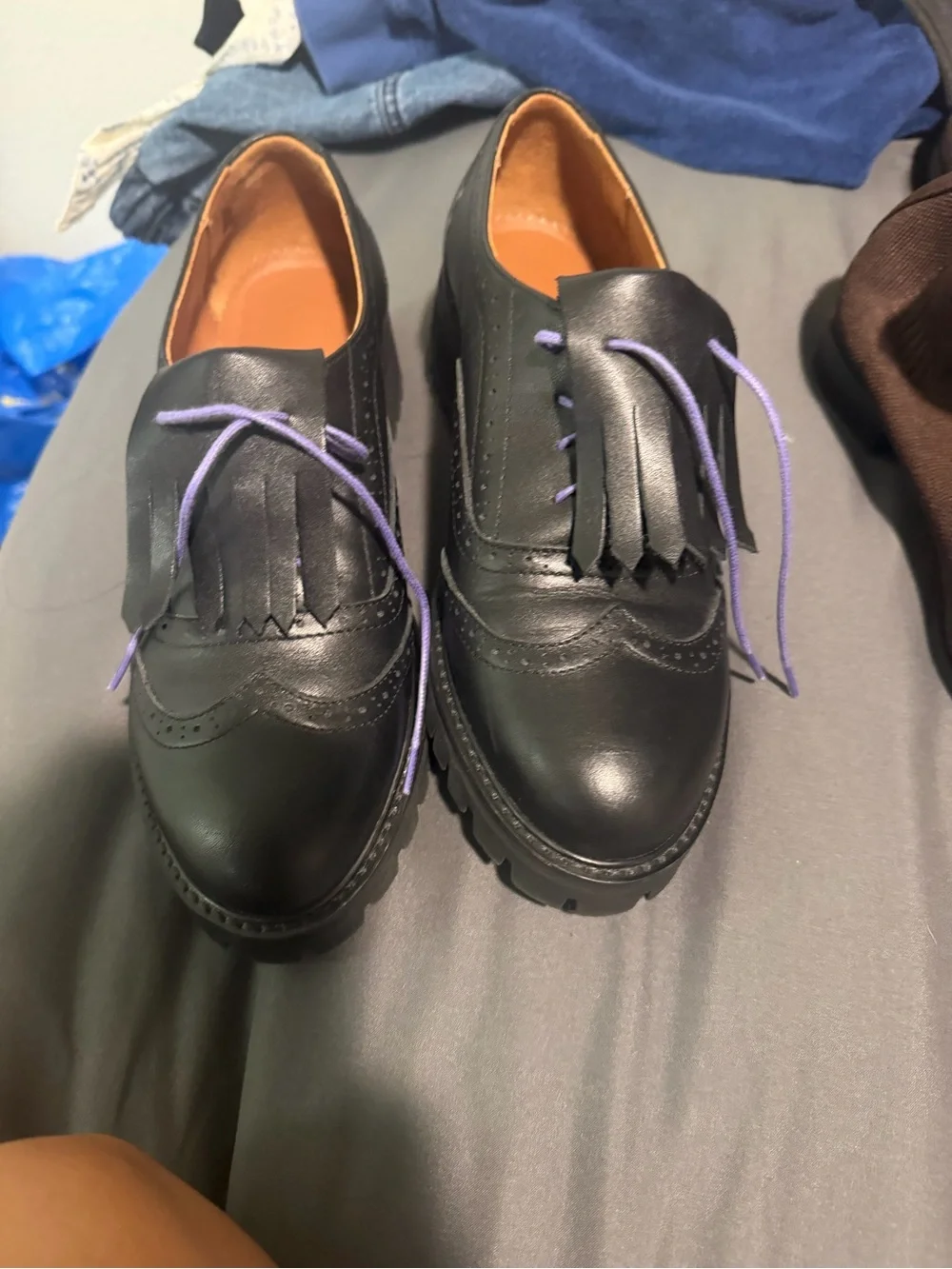 Lenox Fringe Kiltie Wingtip Oxfords in Black